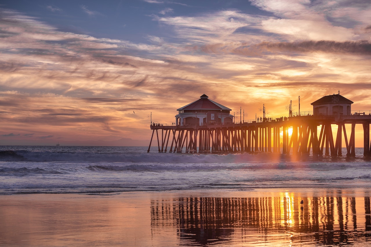 Huntington Beach pier winter sunset