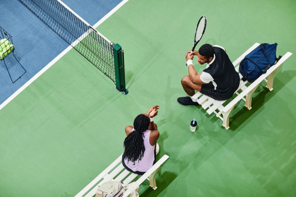 Players on a tennis court