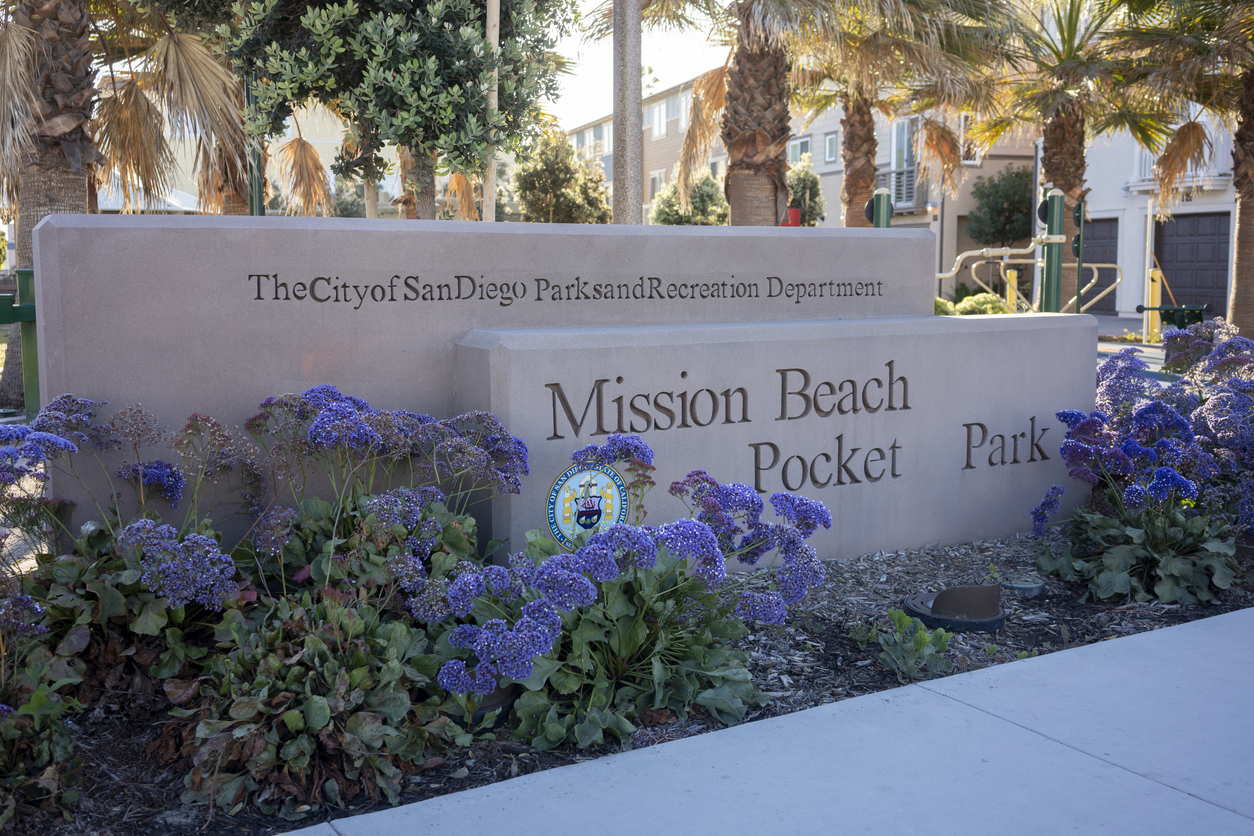 Mission Beach sign in San Diego