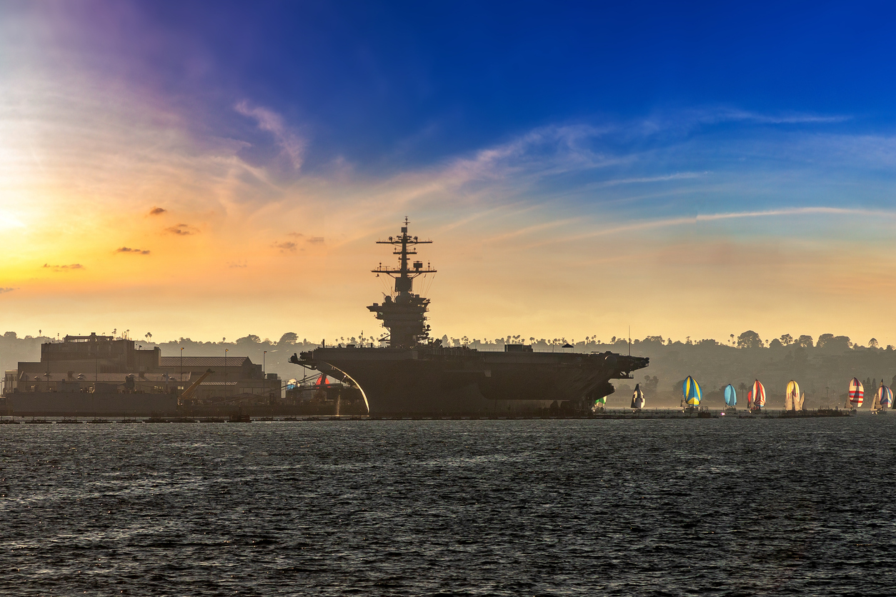 Navy carrier in San Diego Bay