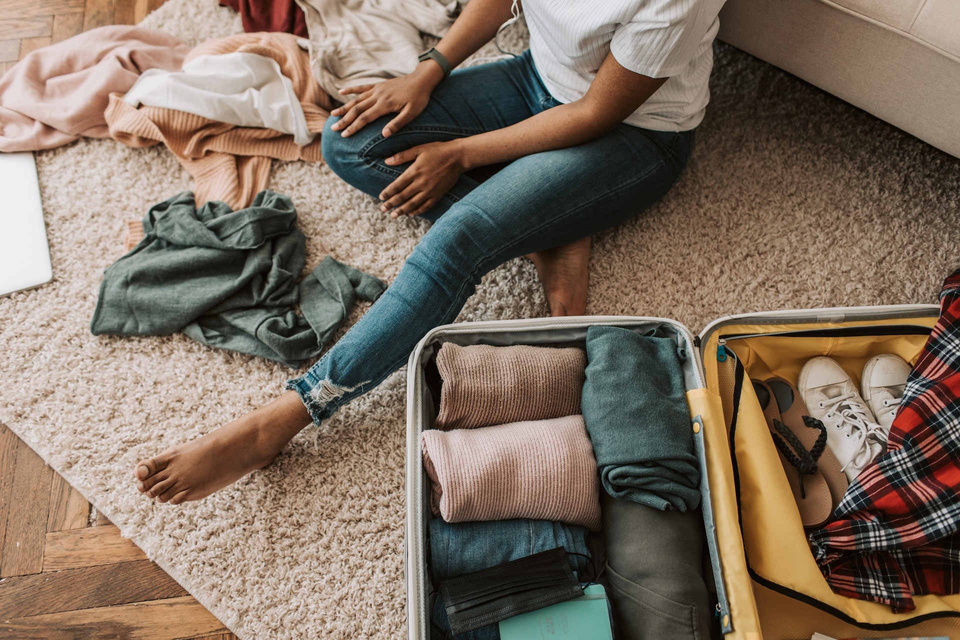 Packing an open suitcase