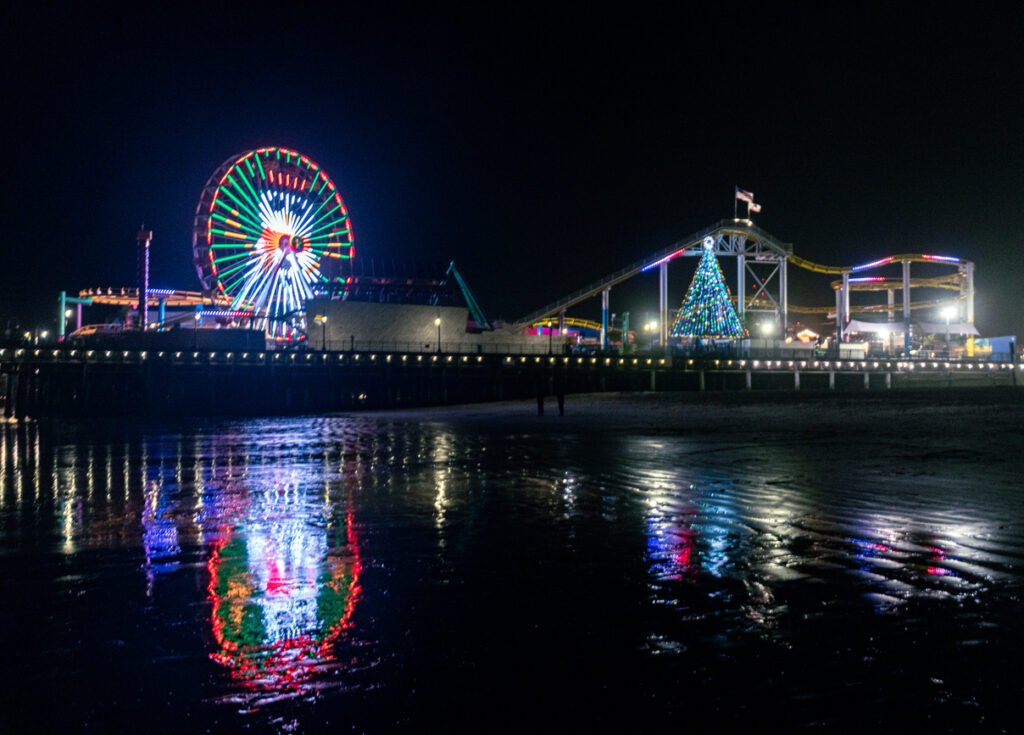 Santa Monica Pier holiday lights